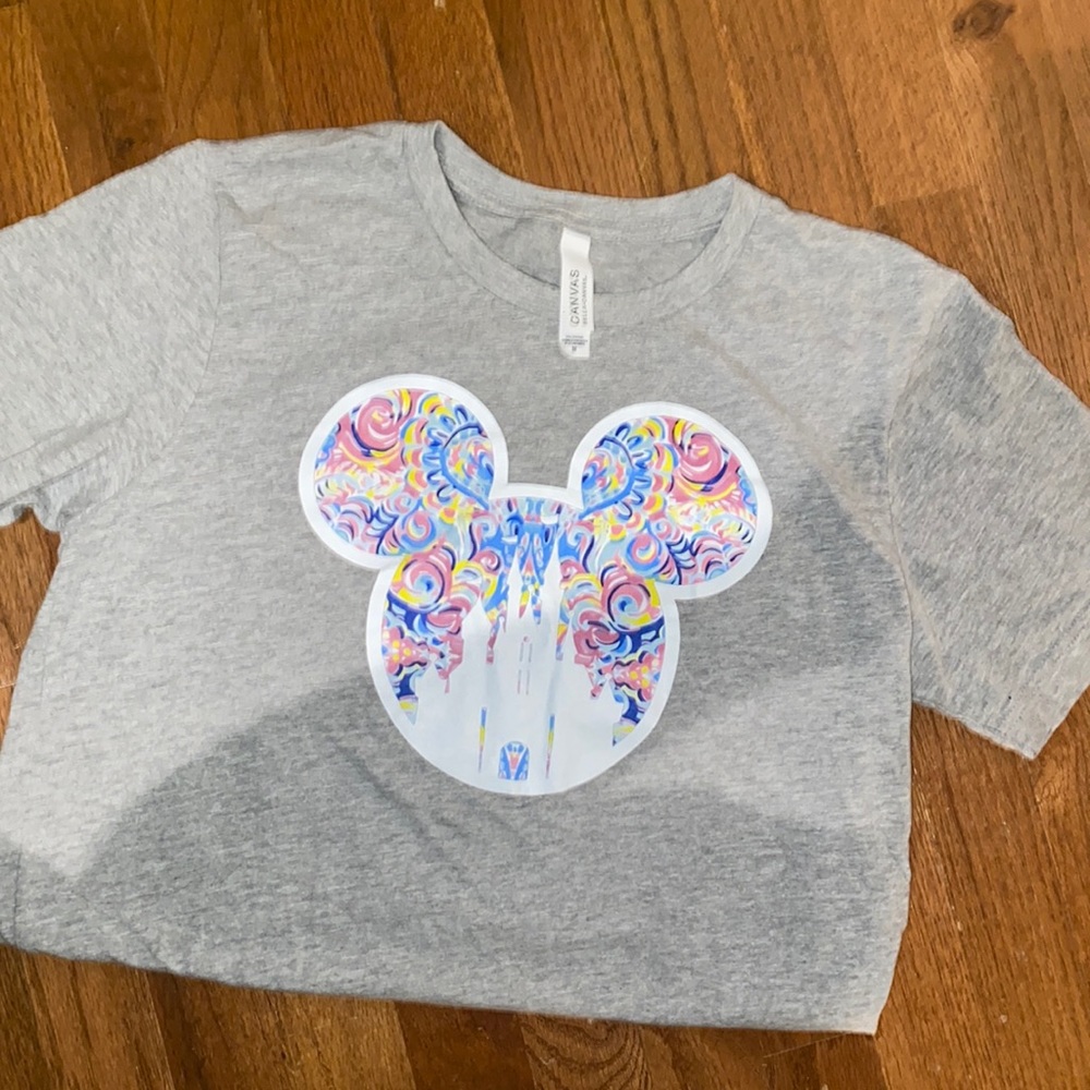 Medium, womens disney castle, paisley print tshirt